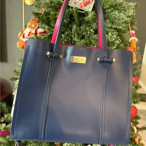 Kate Spade Midnight Blue Tote with Pink Accents
